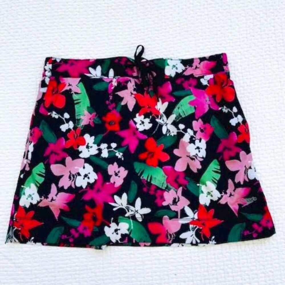 Speedo Women's Size L Lightweight Swimsuit Skort Floral Active